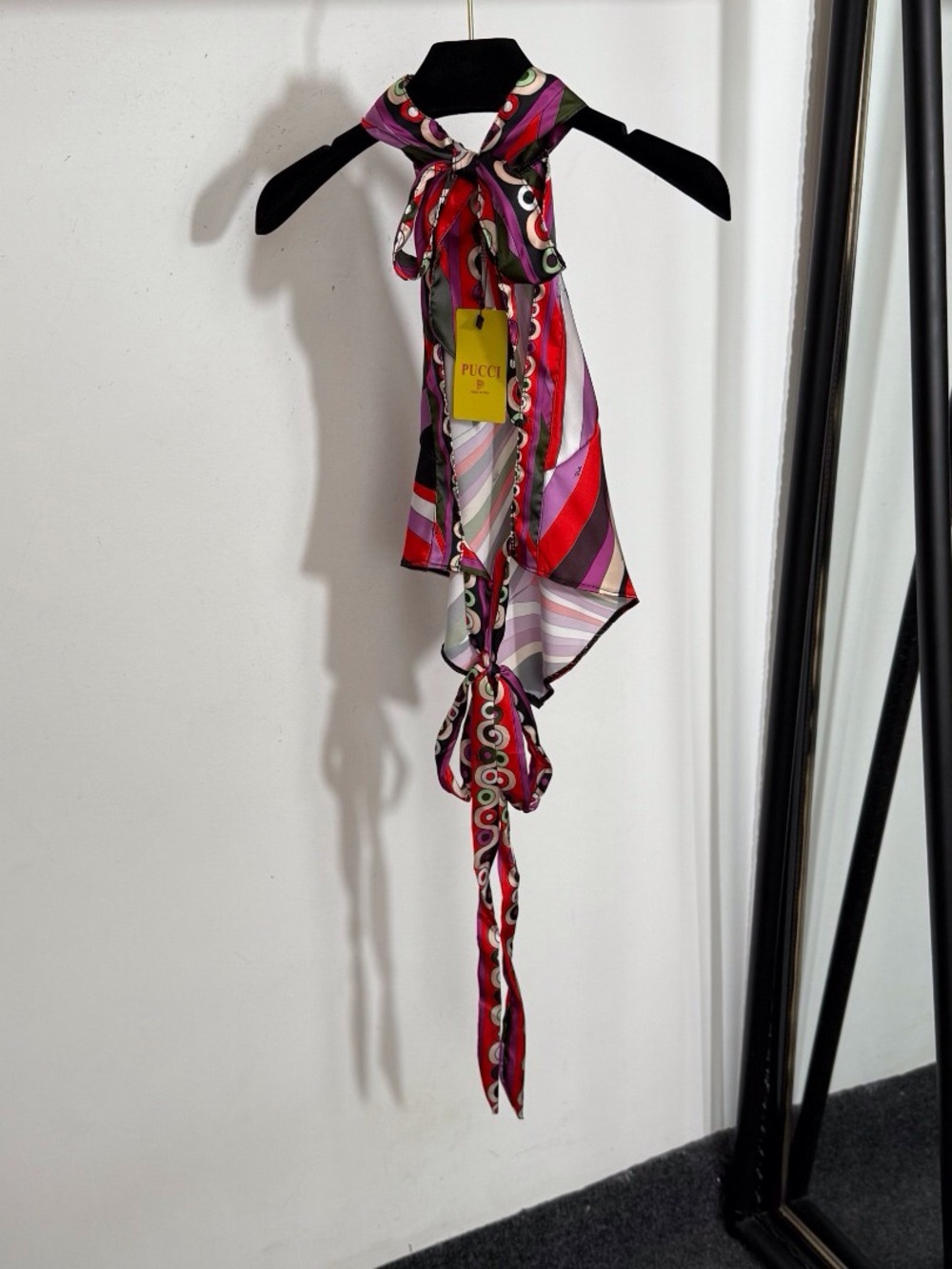 Emilio Pucci Multicolor Striped Halter Silk Scarf Top - Picture 6 of 8